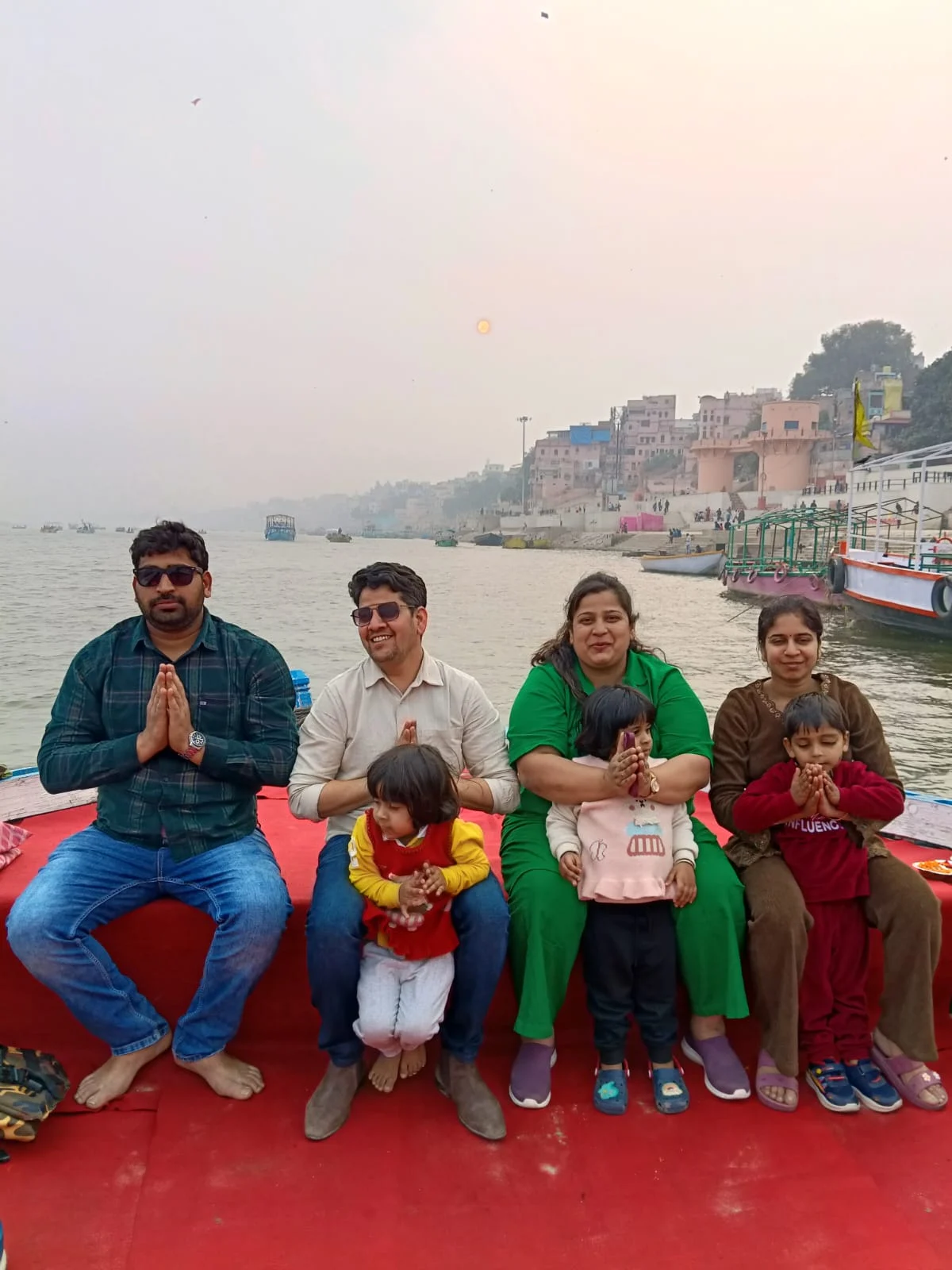 Family gathered for the morning Subah-e-Banaras aarti