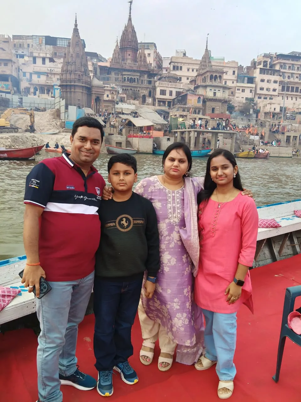 Varanasi ghats and temple spires along the riverfront
